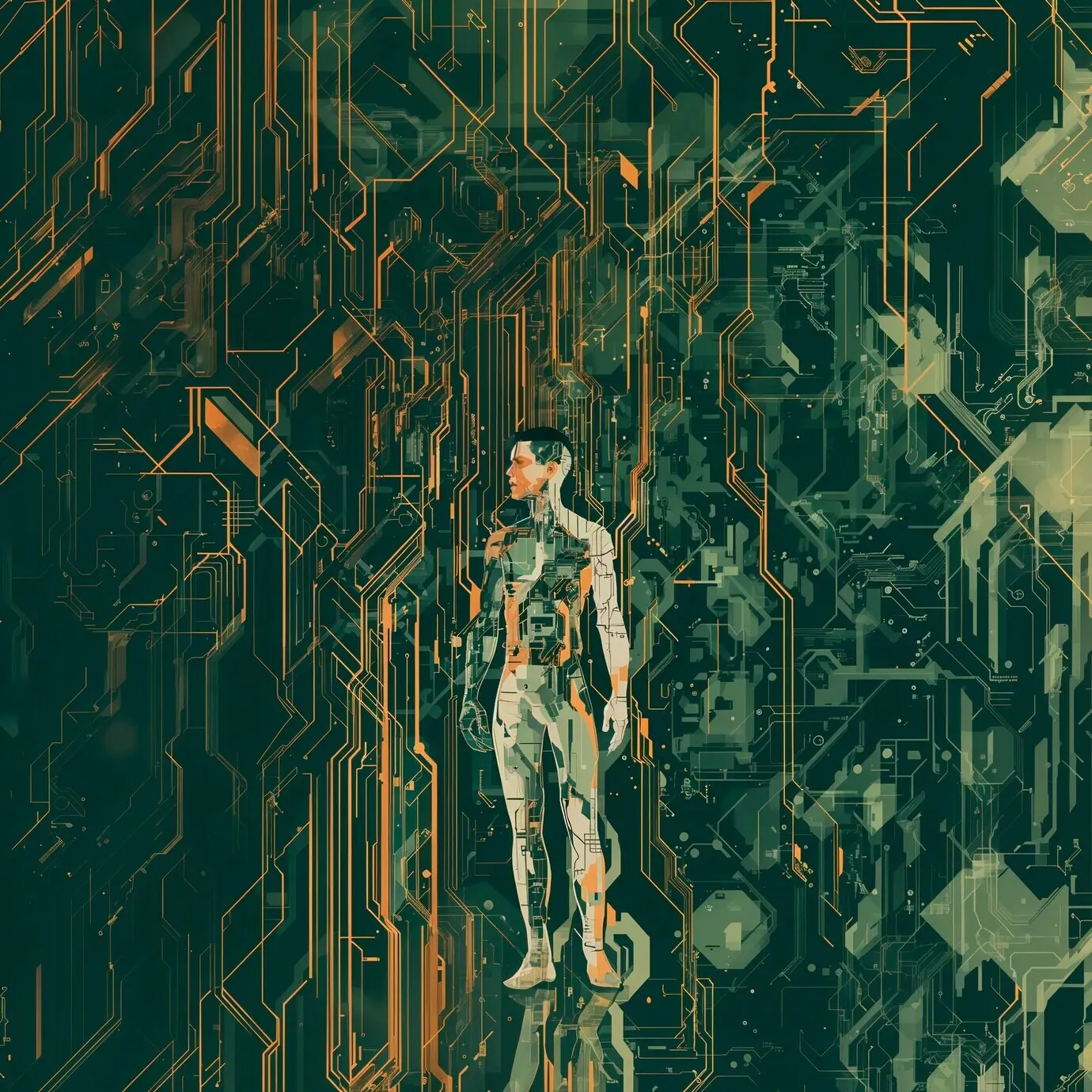 Цифровое искусство с фоном технологий искусственного интеллекта