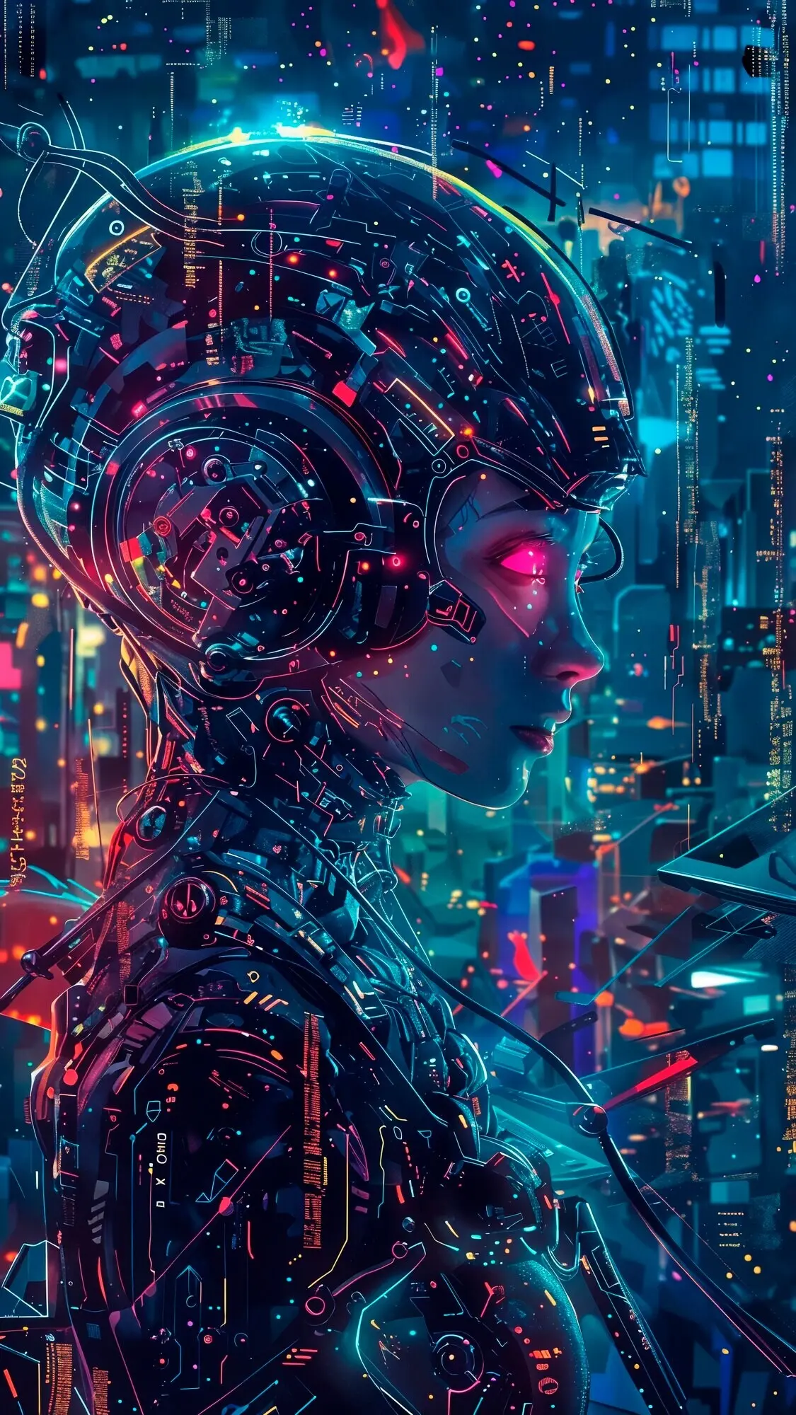 Цифровое искусство с фоном технологий искусственного интеллекта