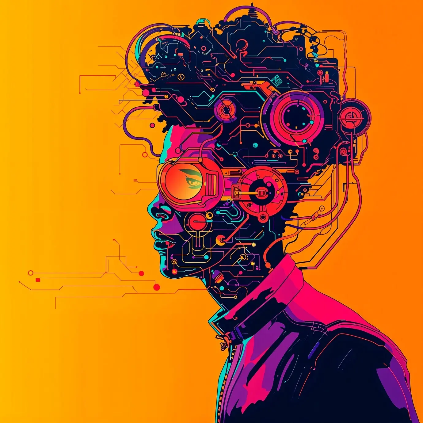 Цифровое искусство — фон на тему технологий искусственного интеллекта.